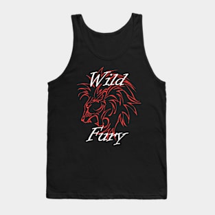 Lion Wild Fury contours red white Tank Top